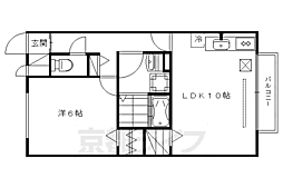 近鉄京都線 竹田駅 徒歩23分の賃貸アパート 1階1LDKの間取り