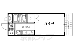 ぼなーる東野 3階1Kの間取り