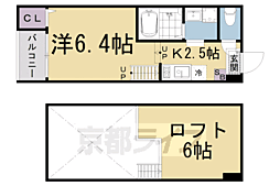 京都地下鉄東西線 椥辻駅 徒歩6分の賃貸アパート 1階1Kの間取り