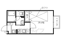 京都地下鉄東西線 御陵駅 徒歩3分の賃貸アパート 2階1Kの間取り