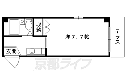 JR東海道・山陽本線 山科駅 徒歩10分の賃貸マンション 3階1Kの間取り