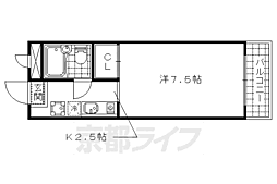 京阪京津線 四宮駅 徒歩9分の賃貸マンション 3階1Kの間取り