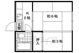 コーポリリー 2階2Kの間取り