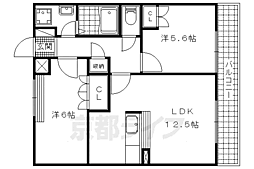 京都地下鉄東西線 小野駅 徒歩19分の賃貸アパート 2階2LDKの間取り