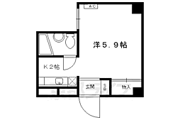 京都市営烏丸線 今出川駅 徒歩1分の賃貸マンション 5階1Kの間取り