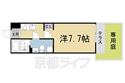 叡山電鉄叡山本線 元田中駅 徒歩5分の賃貸アパート 1階1Kの間取り