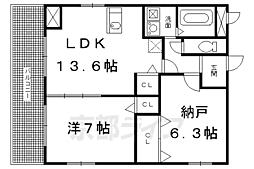 トゥー・ル・モンド京都五条 5階2LDKの間取り