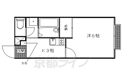 京阪本線 出町柳駅 徒歩12分の賃貸アパート 2階1Kの間取り