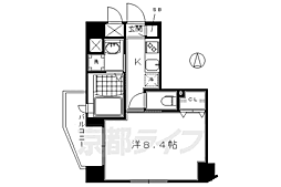 京都市営烏丸線 十条駅 徒歩2分の賃貸マンション 7階1Kの間取り