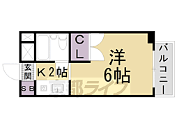 京阪京津線 四宮駅 徒歩6分の賃貸マンション 4階1Kの間取り
