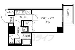 ベラジオ烏丸御池 7階1Kの間取り
