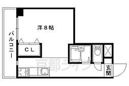 ボナール椥ノ辻 2階1Kの間取り