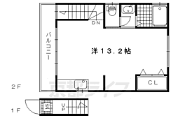 京福電気鉄道北野線 北野白梅町駅 徒歩17分の賃貸アパート 2階ワンルームの間取り
