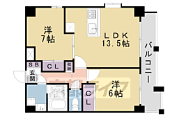 JR東海道・山陽本線 西大路駅 徒歩17分の賃貸マンション 9階2LDKの間取り