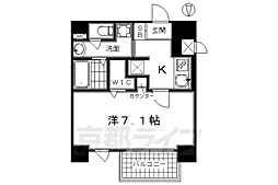 アクロス京都七条鴨川御苑 2階1Kの間取り