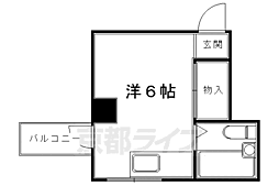 京都市営烏丸線 国際会館駅 徒歩1分の賃貸マンション 3階ワンルームの間取り