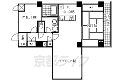 グランフォルム京都祇園 1階2LDKの間取り