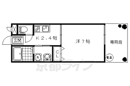 コフレ八反畑 1階1Kの間取り