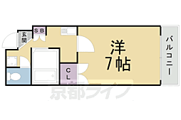 京都市営烏丸線 今出川駅 徒歩20分の賃貸マンション 3階1Kの間取り