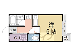 泉涌寺アビタシオン 5階1Kの間取り