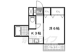 ヤマシナアーバンコテージ 2階1Kの間取り