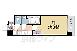 京都市営烏丸線 十条駅 徒歩3分の賃貸マンション 4階1Kの間取り