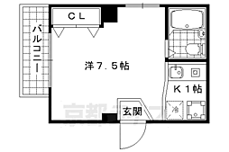 京都地下鉄東西線 東野駅 徒歩8分の賃貸マンション 4階1Kの間取り