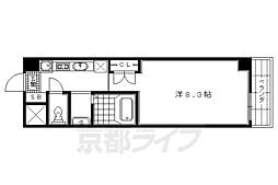 京福電気鉄道北野線 北野白梅町駅 徒歩15分の賃貸マンション 5階1Kの間取り