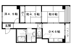 京都市営烏丸線 今出川駅 徒歩19分の賃貸マンション 4階3DKの間取り