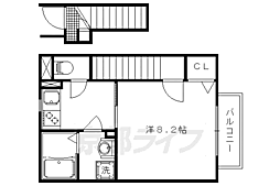 京福電気鉄道北野線 北野白梅町駅 徒歩11分の賃貸アパート 2階1Kの間取り