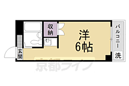 JR山陰本線 二条駅 徒歩8分の賃貸マンション 4階ワンルームの間取り