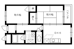 京都市営烏丸線 今出川駅 徒歩19分の賃貸マンション 4階2DKの間取り