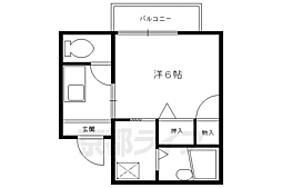 京都市営烏丸線 松ヶ崎駅 徒歩6分の賃貸アパート 2階1Kの間取り