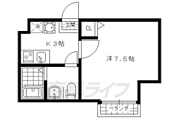 京福電気鉄道北野線 北野白梅町駅 徒歩10分の賃貸マンション 3階1Kの間取り