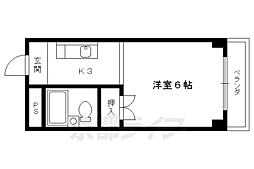 京都市営烏丸線 国際会館駅 徒歩6分の賃貸マンション 1階1Kの間取り