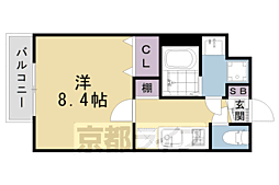 プレサンス京都洛南 7階1Kの間取り