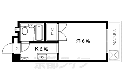 叡山電鉄叡山本線 元田中駅 徒歩5分の賃貸マンション 4階1Kの間取り