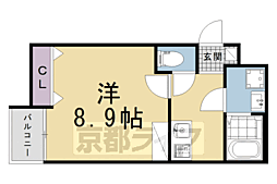 京阪本線 出町柳駅 徒歩17分の賃貸マンション 2階1Kの間取り