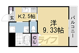 京都地下鉄東西線 椥辻駅 徒歩9分の賃貸マンション 2階1Kの間取り