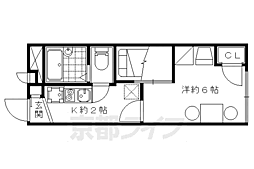 レオパレスヤングフォレストＡ 2階1Kの間取り