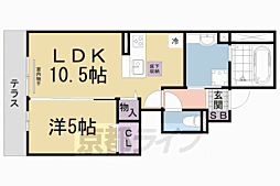 京都地下鉄東西線 東野駅 徒歩11分の賃貸アパート 1階1LDKの間取り