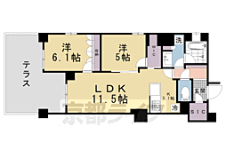 京都市営烏丸線 今出川駅 徒歩4分の賃貸マンション 2階2LDKの間取り
