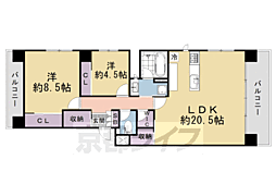 三条室町アーバンライフ 2階2LDKの間取り