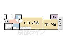Ｐｒｉｖａｔｅ　Ｒｅｓｉｄｅｎｃｅ　山科御陵 1階1LDKの間取り