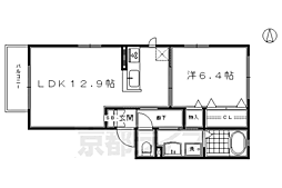 近鉄京都線 東寺駅 徒歩13分の賃貸アパート 2階1LDKの間取り
