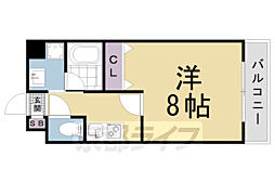 京都市営烏丸線 今出川駅 徒歩15分の賃貸マンション 4階1Kの間取り
