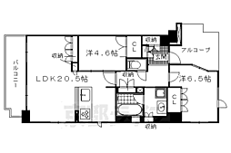 JR山陰本線 二条駅 徒歩7分の賃貸マンション 7階2LDKの間取り