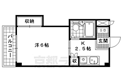 ＳＡＫＩＺＯ東野ビル 4階1Kの間取り