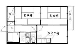 叡山電鉄鞍馬線 岩倉駅 徒歩9分の賃貸アパート 1階2DKの間取り