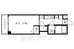 京都市営烏丸線 今出川駅 徒歩15分の賃貸マンション 2階1Kの間取り